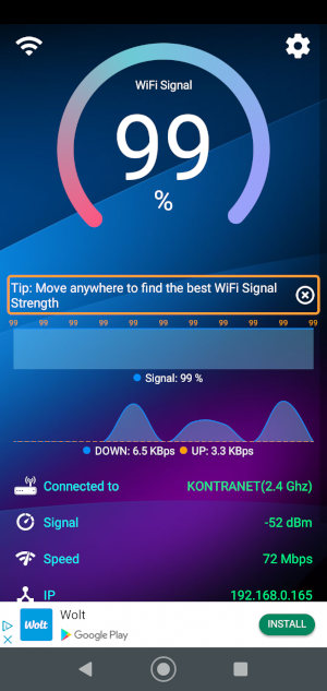 wifi jelerősség mérése